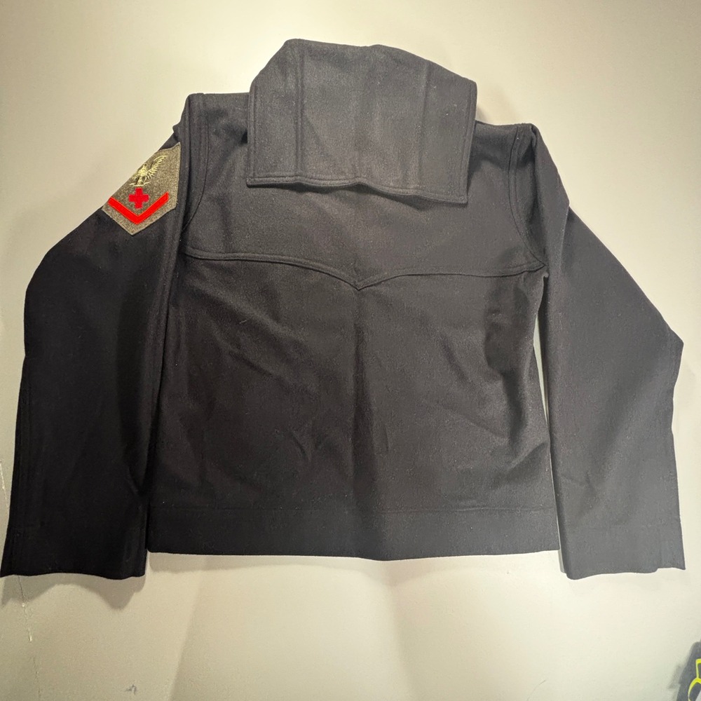 Vintage US Navy Wool Jumper Mens Size 38R Blue Undress Uniform Shirt‎ - Picture 10 of 14